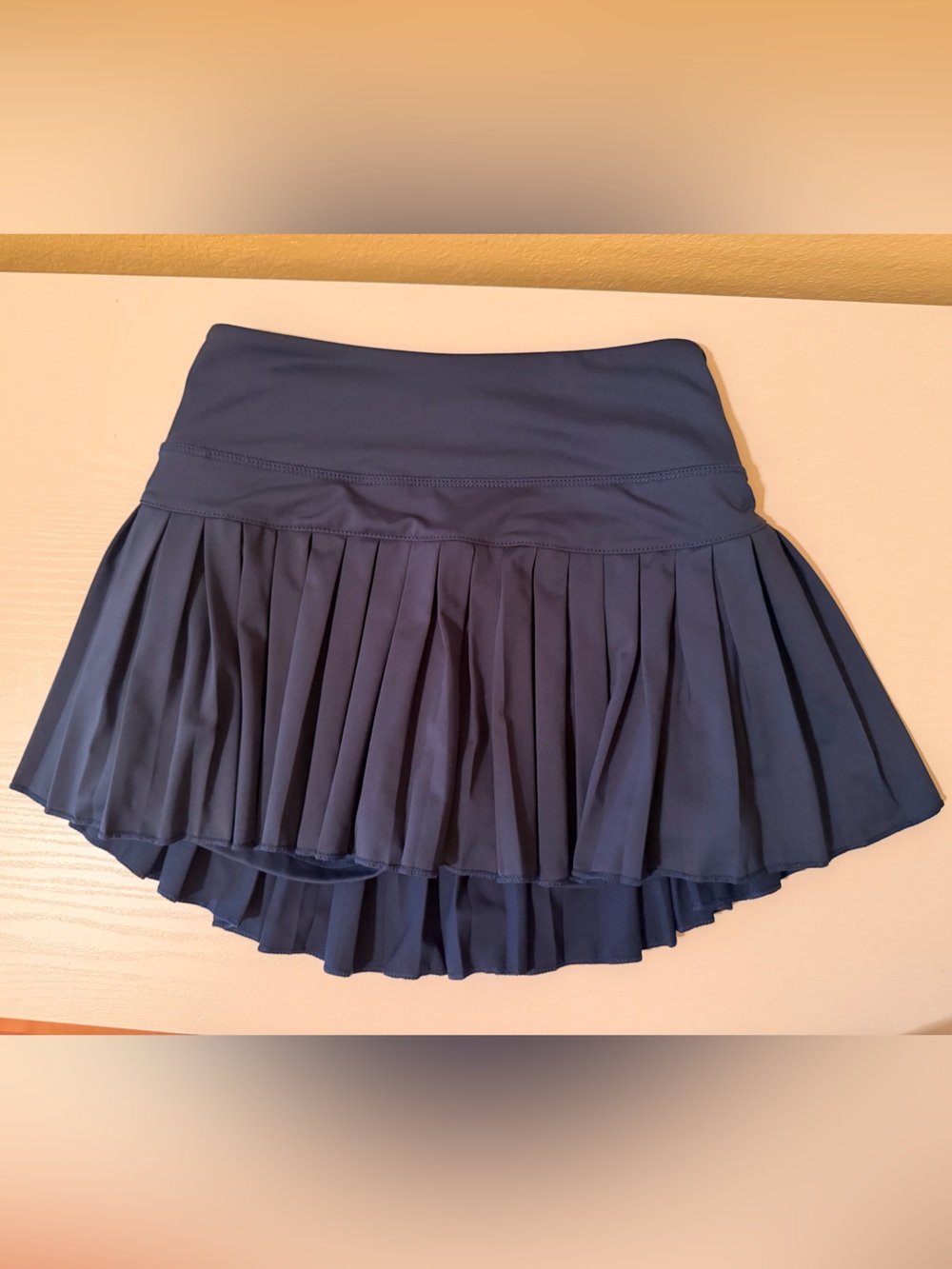 Women’s Navy Pleated Mini Skirt with Wide Waistband